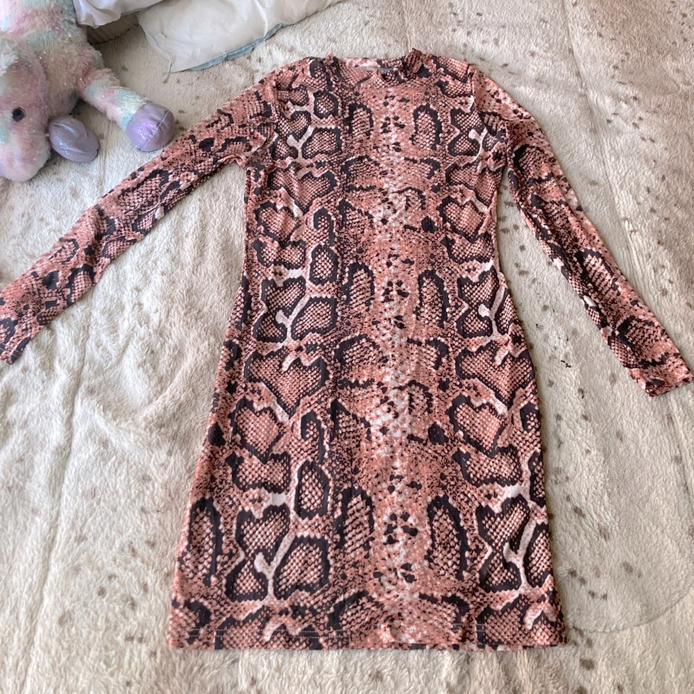 Sheer cheetah body con dress